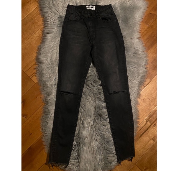 One Teaspoon Freebirds II High Waist Skinny Denim Pants Black Punk Sz 23 - Picture 5 of 7